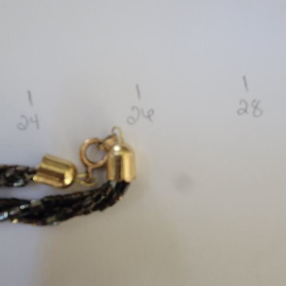 Vintage Black Gold Beaded Twist Necklace 26 Inch Long Sparkle Statement Jewelry - Picture 9 of 10